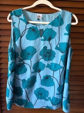 CAbi Blue and Teal Floral Keyhole Shell